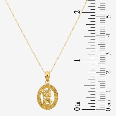 Saint Christopher Girls 14K Gold Oval Pendant Necklace