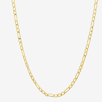 14K Gold 15 Inch Hollow Figaro Heart Chain Necklace