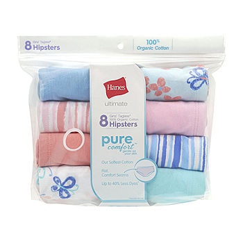 Hanes Girls Ultimate Pure Comfort Organic Cotton Hipster 8-Pack, 8