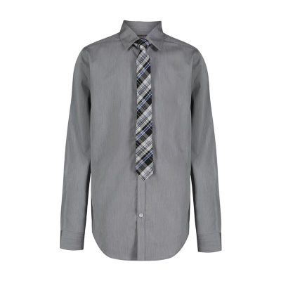 Van Heusen Boys Point Collar Long Sleeve Shirt + Tie Set