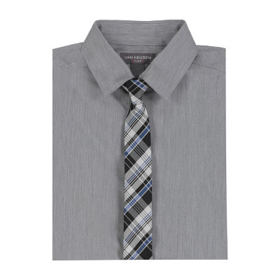 Van Heusen Boys Point Collar Long Sleeve Shirt + Tie Set