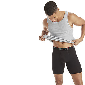 Men's flex black cotton stretch long leg boxer brief, 2 pack