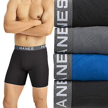 Hanes Men's 4-Pack Comfortblend Boxer Briefs with FreshIQ (Black