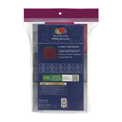 Fruit of the Loom Premium Cotton Knit Mens Big and Tall 3 Pack Boxers 3p72bmp
