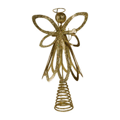 Kurt Adler 12" Gold Glitter Metal Angel Christmas Tree Topper