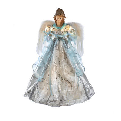 Kurt Adler 16" Silver And Blue Angel Christmas Tree Topper