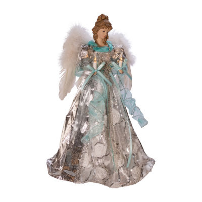 Kurt Adler 16" Silver And Blue Angel Christmas Tree Topper