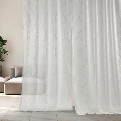 Exclusive Fabrics & Furnishing Florentina Rod Pocket Embroidered Sheer Single Curtain Panels