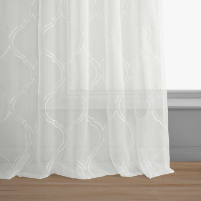 Exclusive Fabrics & Furnishing Florentina Rod Pocket Embroidered Sheer Single Curtain Panels