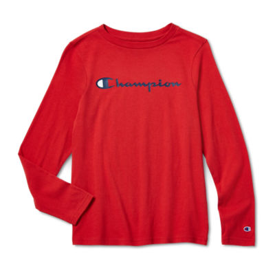 Champion Big Boys Crew Neck Long Sleeve Graphic T-Shirt