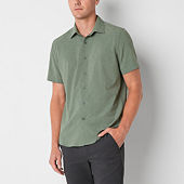 Van Heusen Slim Mens Moisture Wicking Slim Fit Short Sleeve Button-Down  Shirt - JCPenney