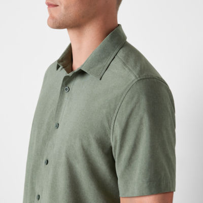 stylus stretch mens regular fit short sleeve button down shirt