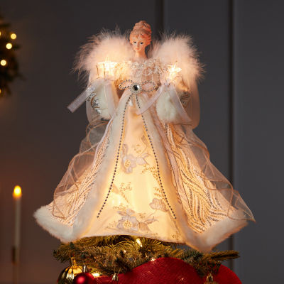 Kurt Adler Ul 14" Gold And Silver Angel Christmas Tree Topper