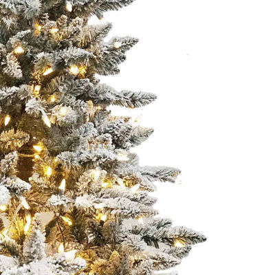 Kurt Adler Warm White Led Snow 5 Foot Pre-Lit Flocked Pine Christmas Tree