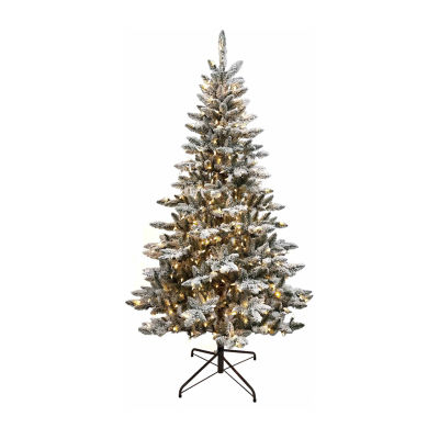 Kurt Adler Warm White Led Snow 6 Foot Pre-Lit Flocked Pine Christmas Tree