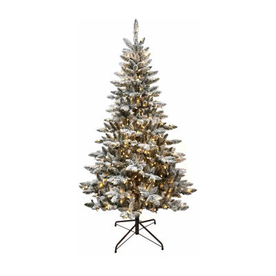 Kurt Adler Warm White Led Snow 6 Foot Pre-Lit Flocked Pine Christmas Tree