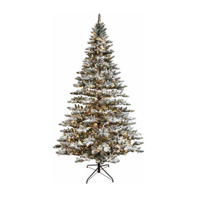 Kurt Adler White Led Snow 9 Foot Pre-Lit Flocked Pine Christmas Tree