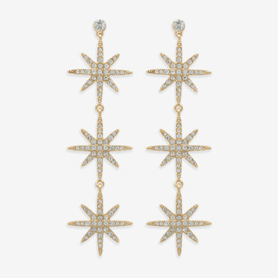 Bijoux Bar Gold Tone Glass Star Drop Earrings