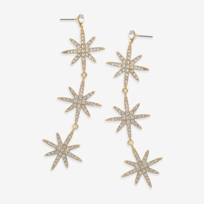 Bijoux Bar Gold Tone Glass Star Drop Earrings