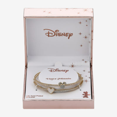Disney Classics Cubic Zirconia Pure Silver Over Brass Heart Minnie Mouse Cuff Bracelet