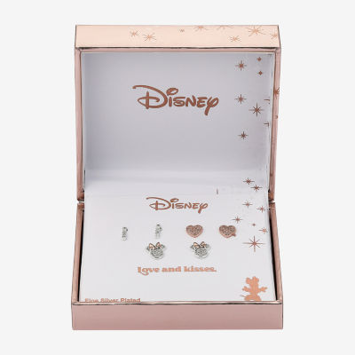 Disney Classics Pave 3 Pair Cubic Zirconia Minnie Mouse Earring Set