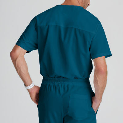 Greys Anatomy Classic Evan 2-Pocket Mens V Neck Moisture Wicking Short Sleeve Scrub Top