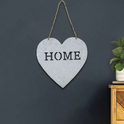 Cheungs Heart Shaped Hanging "Home" Vintage Metal Wall Art