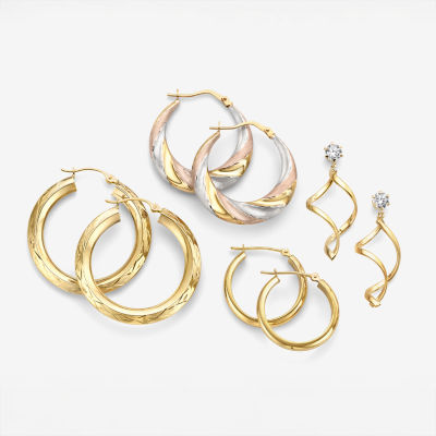 14K Gold Thick Hoop Earrings 