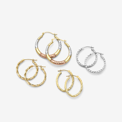 14K Gold Twisted Hoop Earrings