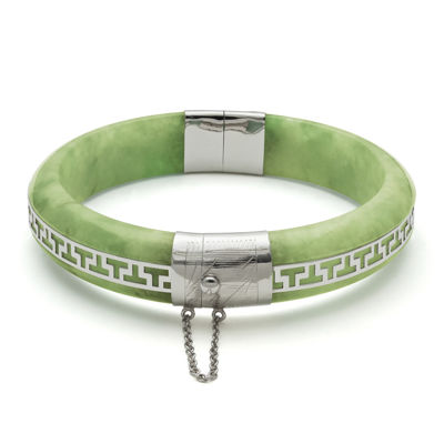 Sterling Silver Bangle Bracelet, Color Green JCPenney