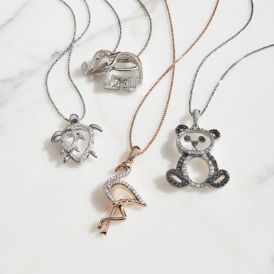 1/10 CT. T.W. Diamond  Elephant Pendant Necklace in Sterling Silver