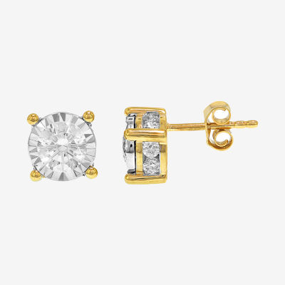 Tru Miracle 1 1/2 CT. T.W. Natural Diamond Round Stud Earrings in 14K Gold