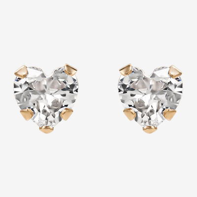 Girls Cubic Zirconia Heart Stud Earrings