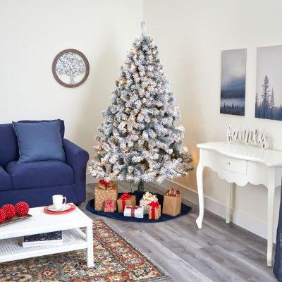 Nearly Natural 7 Foot West Virginia Flocked Fir With 350 Clear Led Lights Pre-Lit Artificial Christmas Tree