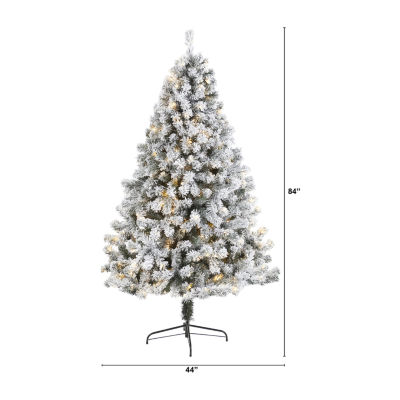 Nearly Natural 7 Foot West Virginia Flocked Fir With 350 Clear Led Lights Pre-Lit Artificial Christmas Tree