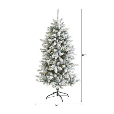 Nearly Natural 5 Foot Flocked Fir Christmas Tree