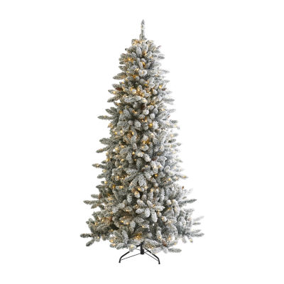 Nearly Natural 7 1/2 Foot Flocked Fir Christmas Tree