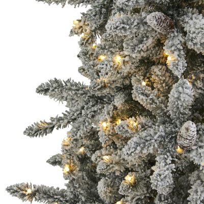 Nearly Natural 7 1/2 Foot Flocked Fir Christmas Tree