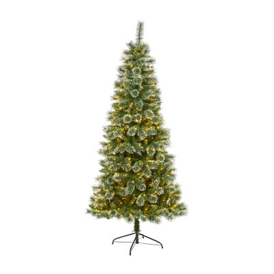 Nearly Natural 7 Foot Pre-Lit Pine Christmas Tree