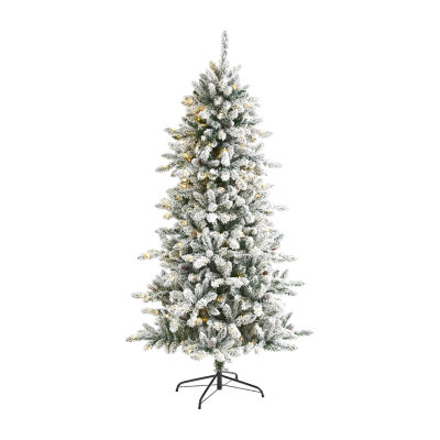 Nearly Natural 6 1/2 Foot Flocked Fir Christmas Tree