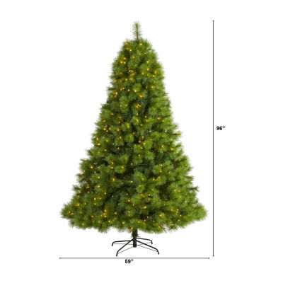 Nearly Natural 8 Foot Pre-Lit Pine Christmas Tree