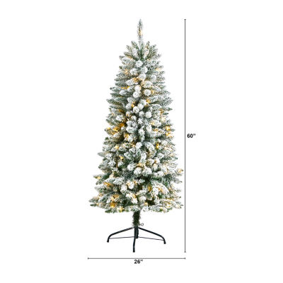 Nearly Natural 5 Foot Flocked Fir Christmas Tree