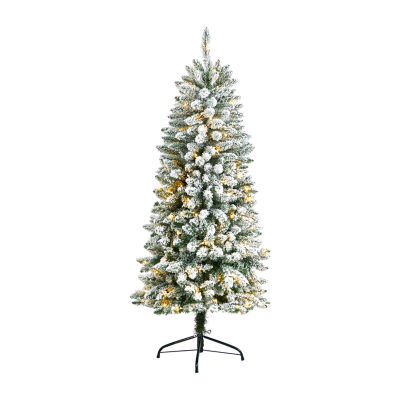 Nearly Natural 5 Foot Flocked Fir Christmas Tree