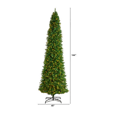 Nearly Natural 12 Foot Pre-Lit Pine Christmas Tree