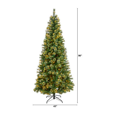 Nearly Natural 8 Foot Pre-Lit Pine Christmas Tree