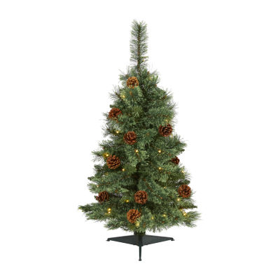 Nearly Natural 3 Foot Pre-Lit Pine Christmas Tree