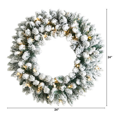 Nearly Natural Indoor Pre-Lit Christmas Wreath