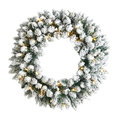 Nearly Natural Indoor Pre-Lit Christmas Wreath