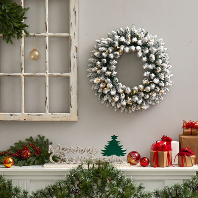 Nearly Natural Indoor Pre-Lit Christmas Wreath