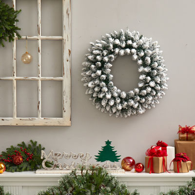 Nearly Natural Indoor Pre-Lit Christmas Wreath